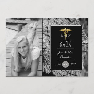 Chic Gold Nursing Graduation Party Ankündigung
