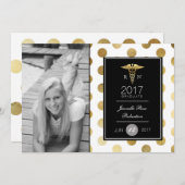 Chic Gold Nursing Graduation Party | Ankündigung (Vorne/Hinten)