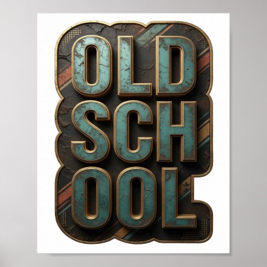 Chic Gold OLD SCHOOL Grafikdesign Poster (Vorne)