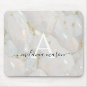 Chic Gold Opal Edelsteinmarmormonogramm Mousepad (Vorne)