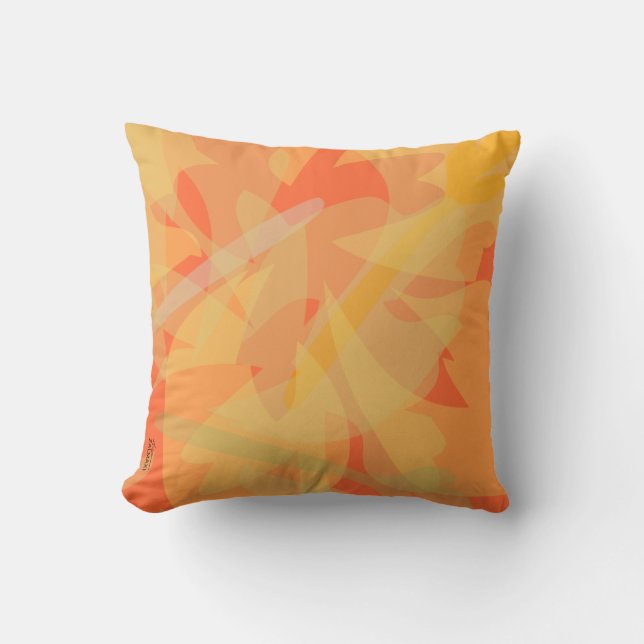 Chic Gold Orange Abstrakt Floral Kissen (Vorderseite)