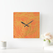 Chic Gold Orange Abstrakt Quadratische Wanduhr (Zuhause)