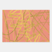 Chic Gold Orange Pink Floral Geschenkpapier Set (Vorderseite 3)