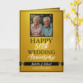 Chic Gold Parents Foto 50 Jahre alt Karte (Gelbe Blume)
