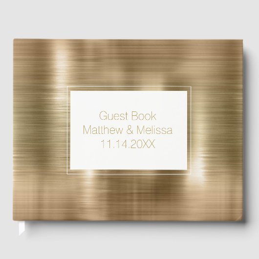 Chic Gold Personalisiert Wedding Gästebuch (Vorderseite)
