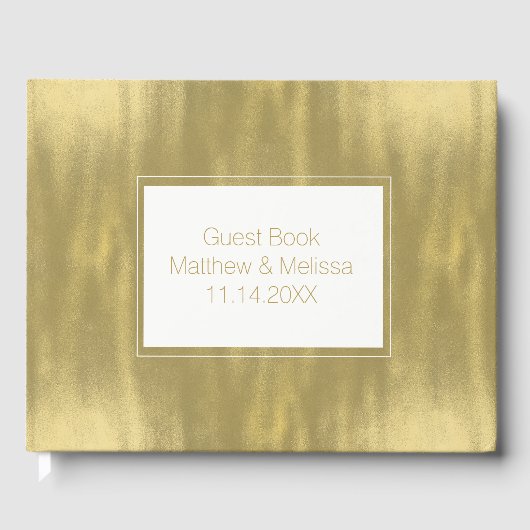 Chic Gold Personalisiert Wedding Gästebuch (Vorderseite)