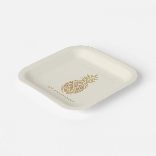 Chic Gold Pineaple Pappteller (Gewinkelt)