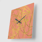 Chic Gold Pink Abstrakt Quadratische Wanduhr (Winkel)