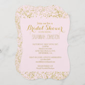 Chic Gold Pink Blush Confetti Sparkle Bridal Einladung (Vorne/Hinten)