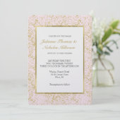 Chic Gold Pink Blush Confetti Sparkle Hochzeit Einladung (Stehend Vorderseite)