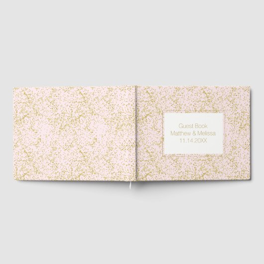 Chic Gold Pink Blush Confetti Sparkle Hochzeit Gästebuch (Voll)