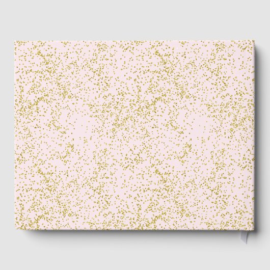 Chic Gold Pink Blush Confetti Sparkle Hochzeit Gästebuch (Rückseite)