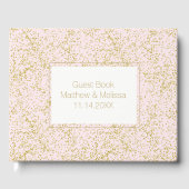 Chic Gold Pink Blush Confetti Sparkle Hochzeit Gästebuch (Vorderseite)
