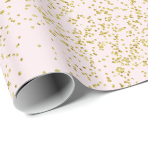 Chic Gold Pink Blush Confetti Sparkone Geschenkpapier