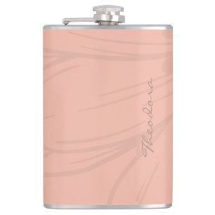 Chic Gold Pink Floral Muster Flachmann