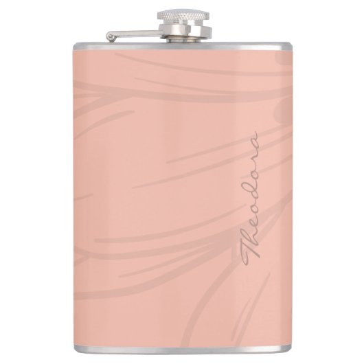 Chic Gold Pink Floral Muster Flachmann (Vorderseite)