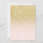Chic gold pink Herz Drehbuch chic Brautparty Einladung (Rückseite)