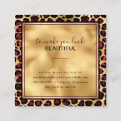 Chic Gold Pink Leopard Print Earring Display Card Quadratische Visitenkarte (Rückseite)