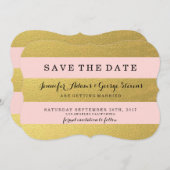 CHIC GOLD | PINK STRIPES SAVE THE DATE (Vorne/Hinten)