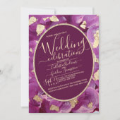Chic Gold Plum Lilac Akrylen Brushstroke Wedding Einladung (Vorderseite)