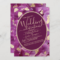 Chic Gold Plum Lilac Akrylen Brushstroke Wedding