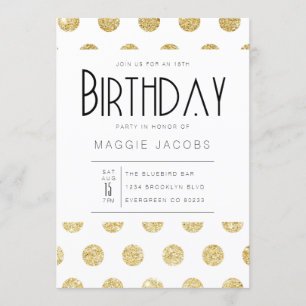 Chic Gold Polka Dot Birthday Party Einladung