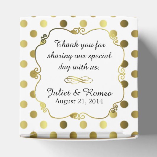 Chic Gold Polka Dot Custom Wedding Gefallen Gesche Geschenkschachtel (Oben)