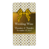 Chic Gold Polka Dots Wedding Mini Wine Labels (Vorne)