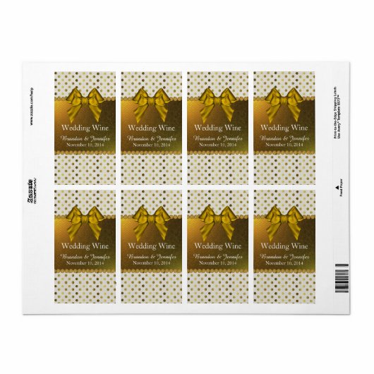 Chic Gold Polka Dots Wedding Mini Wine Labels (Vorne)