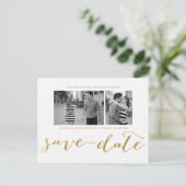 CHIC GOLD PRINT | SAVE THE DATE POSTCARD ANKÜNDIGUNGSPOSTKARTE (Stehend Vorderseite)
