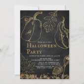 Chic Gold Pumpkin Black Halloween Party Einladung (Vorderseite)