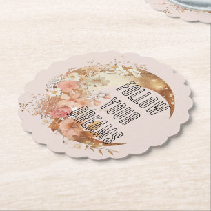 Chic Gold Rahmen Blush Pink Floral Brautdusche Untersetzer