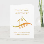 Chic Gold Real Anwesen Happy Zuhause Jubiläum Karte (Vorderseite)