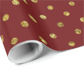 Chic Gold Red Glam Polka Dots Geschenkpapier (Rolleneckpunkt)