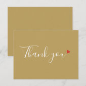 Chic Gold Red Heart Script Business Vielen Dank Postkarte (Vorne/Hinten)