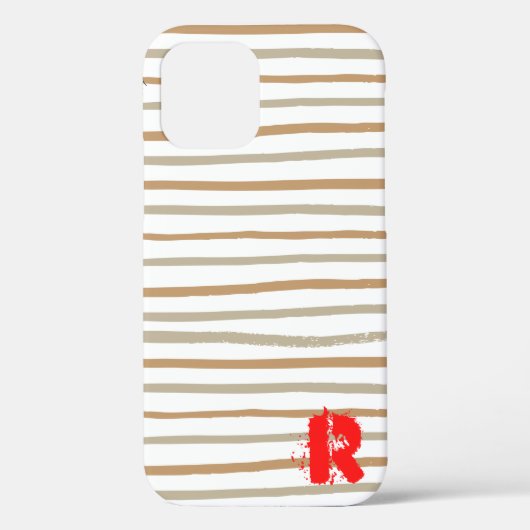 Chic Gold Red Monogram Case-Mate iPhone Case (Rückseite)