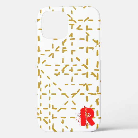 Chic Gold Red Monogram Case-Mate iPhone Case (Rückseite)