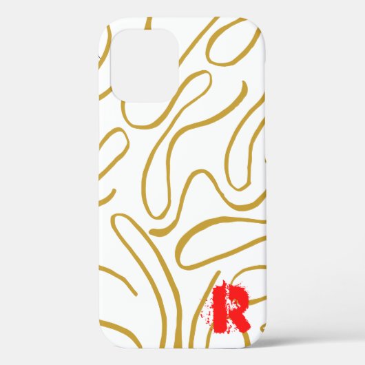 Chic Gold Red Monogram Case-Mate iPhone Case (Rückseite)