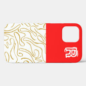Chic Gold Red Monogram Case-Mate iPhone Case (Rückseite (Horizontal))