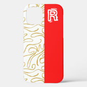 Chic Gold Red Monogram Case-Mate iPhone Case (Rückseite)