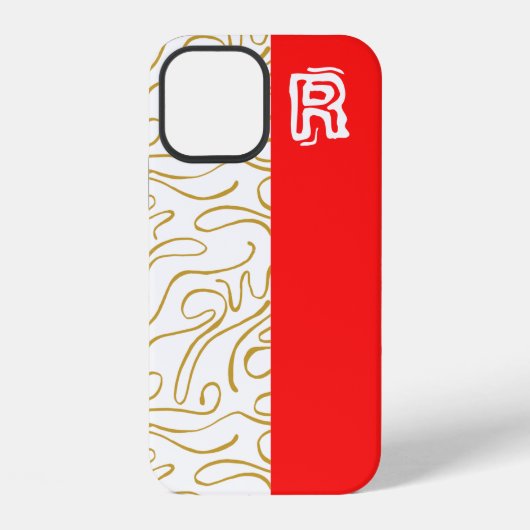 Chic Gold Red Monogram Case-Mate iPhone Case Hülle (Rückseite)