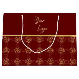 Chic Gold Red Muster Custom Business Logo Große Geschenktüte
