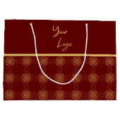 Chic Gold Red Muster Custom Business Logo Große Geschenktüte (Rückseite)