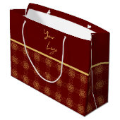 Chic Gold Red Muster Custom Business Logo Große Geschenktüte (Rückseite Schrägansicht)