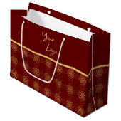 Chic Gold Red Muster Custom Business Logo Große Geschenktüte (Vorderseite Schrägansicht)