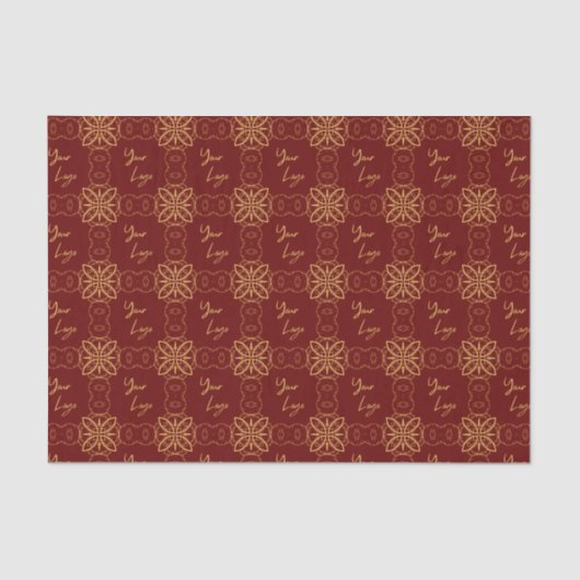 Chic Gold Red Muster Custom Business Logo Seidenpapier (Vorderseite)