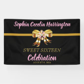 Chic Gold Ribbon Geburtstagsparty Banner (Horizontal)