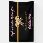 Chic Gold Ribbon Geburtstagsparty Banner (Vertikal)