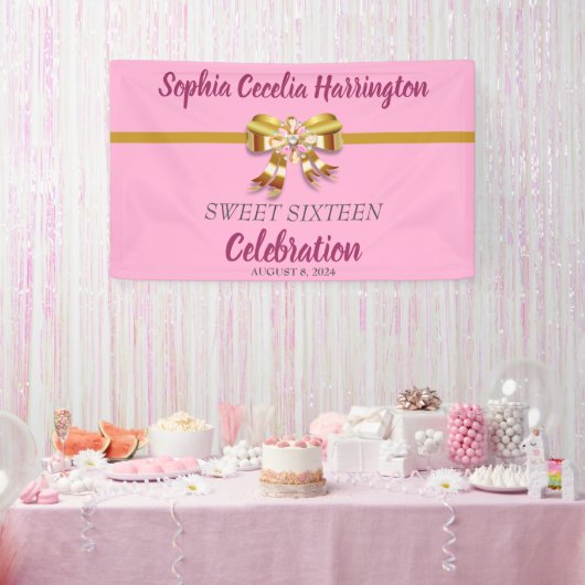 Chic Gold Ribbon Geburtstagsparty Banner (Party)