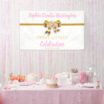 Chic Gold Ribbon Geburtstagsparty Banner